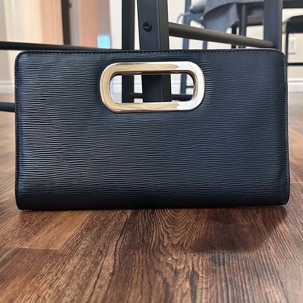 Elegant Black Clutch with Gold Accent